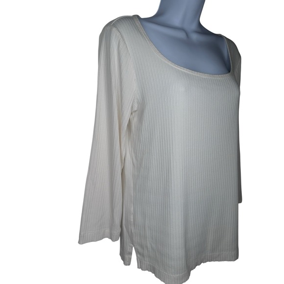 Spanx Top Stretch Rib Ribbed Powder Shirt Medium M L/S Square Fitted Minimalist - Picture 5 of 8